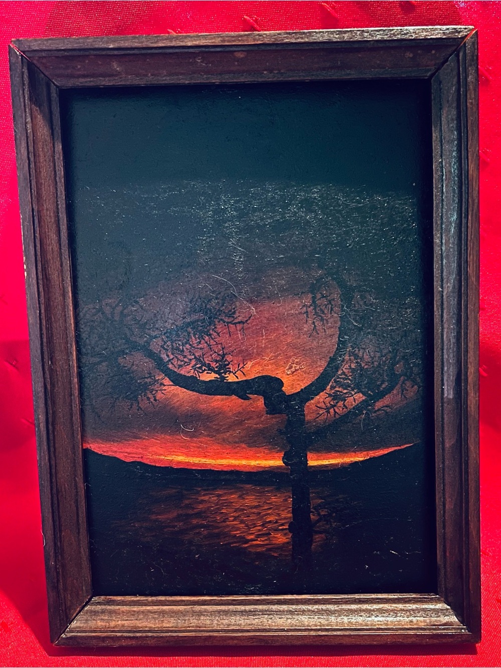 Framed Sunset Tree Silhouette Canvas Wall Art